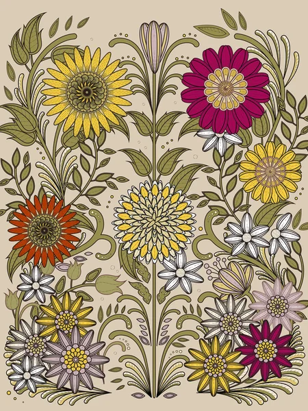 Retro floral kleurplaat — Stockvector