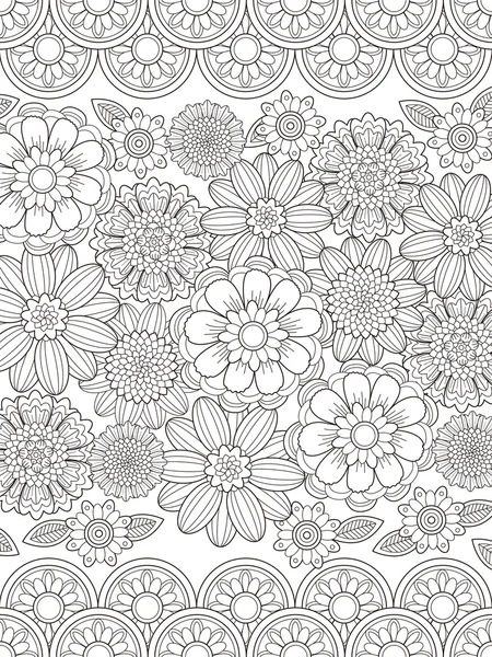 Hermosa página para colorear floral — Archivo Imágenes Vectoriales