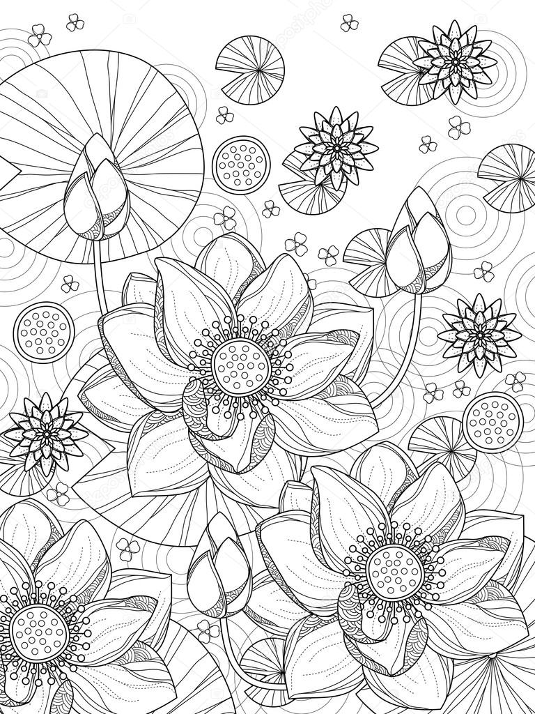 attractive lotus coloring page