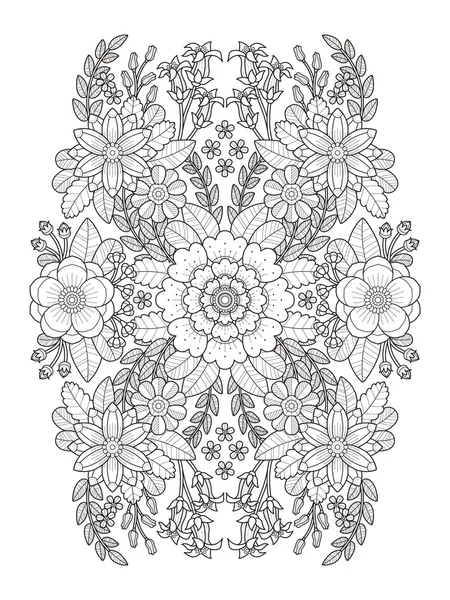 Florecer página para colorear floral — Archivo Imágenes Vectoriales