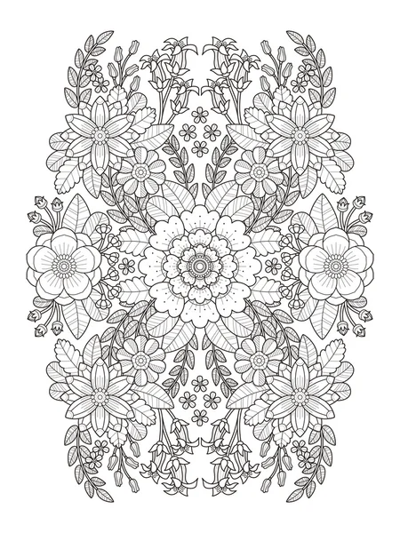 Florecer página para colorear floral — Vector de stock