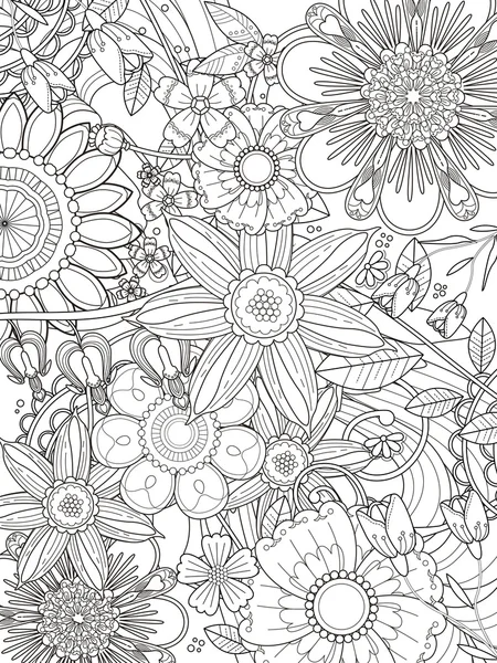 Atractiva página para colorear floral — Archivo Imágenes Vectoriales
