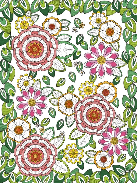 Mooie bloemen kleurplaat — Stockvector