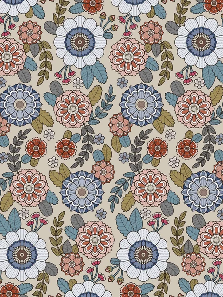 Página para colorear floral retro — Archivo Imágenes Vectoriales