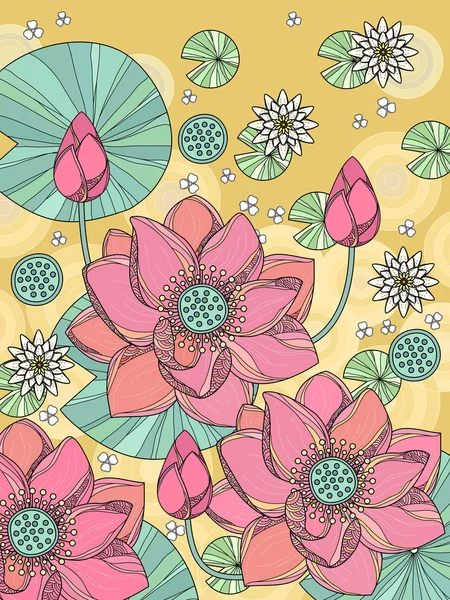 Aantrekkelijke lotus kleurplaat — Stockvector