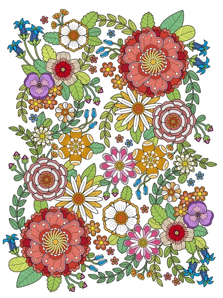 Bloeien de bloemen kleurplaat — Stockvector