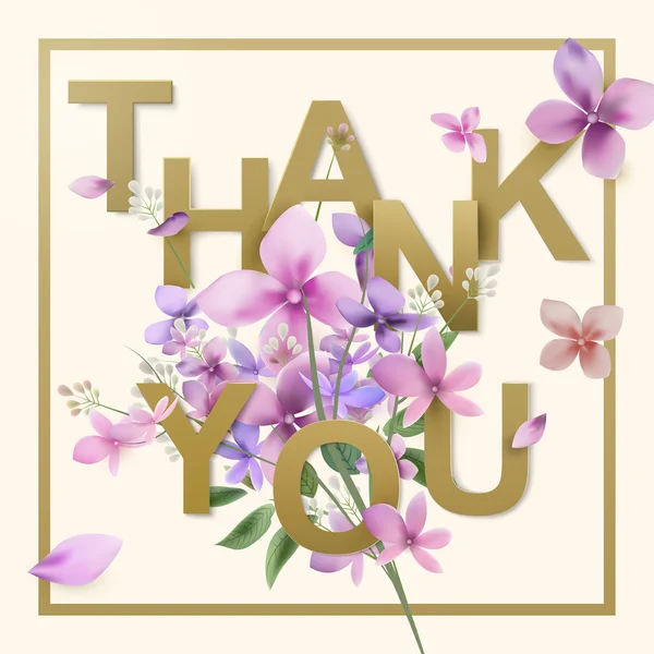 Watercolor flowers thank you card — Stock Vector