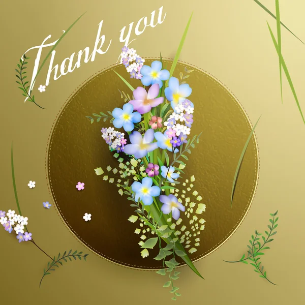 Aquarelle fleurs carte de remerciement — Image vectorielle