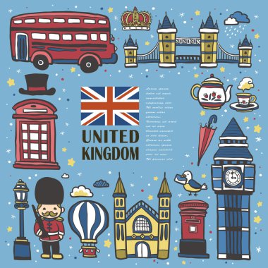 elle çizilmiş İngiltere seyahat izlenim