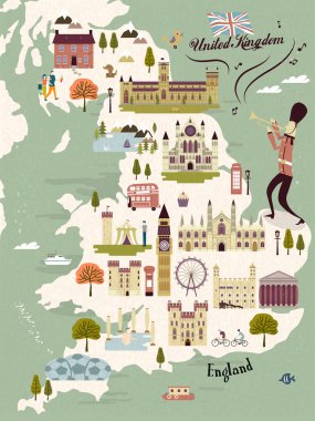 United Kingdom travel map clipart