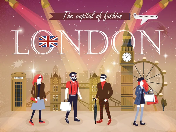 Modehoofdstad Londen — Stockvector