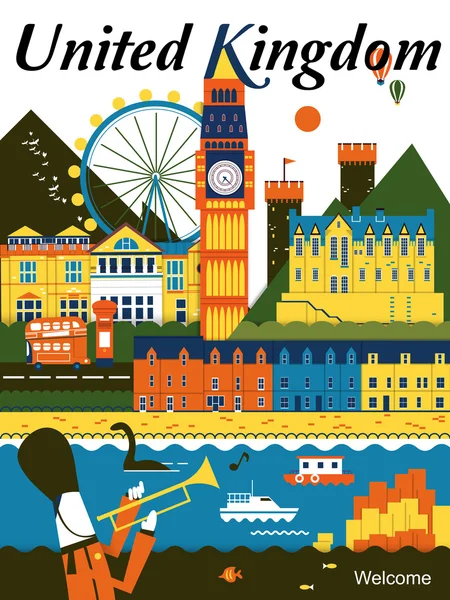 Royaume-Uni affiche de voyage — Image vectorielle