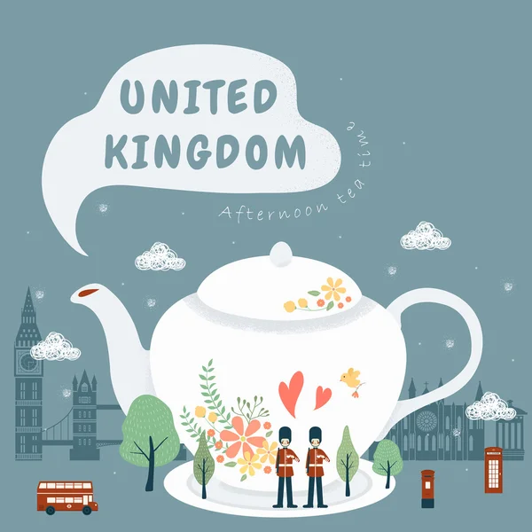 Ηνωμένο Βασίλειο εντύπωση - απογευματινό τσάι — Διανυσματικό Αρχείο