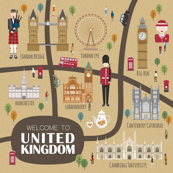 Royaume-Uni carte de marche — Image vectorielle