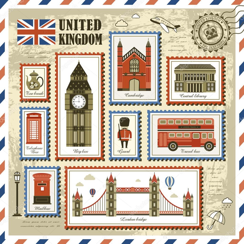 United Kingdom travel stamp collection