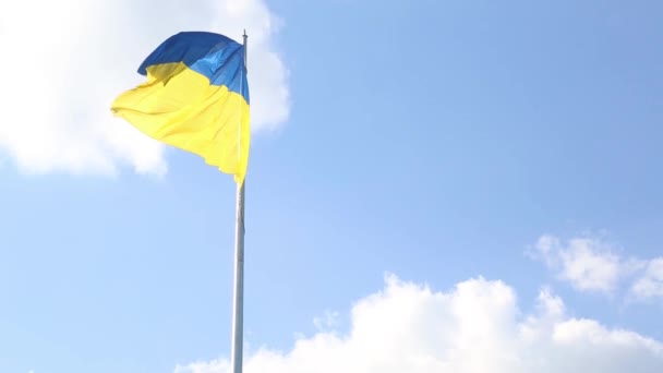 欧洲的乌克兰国旗迎风飘扬 — 图库视频影像