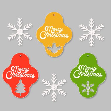 3 Noel Etiketler 3 renk ve kesme