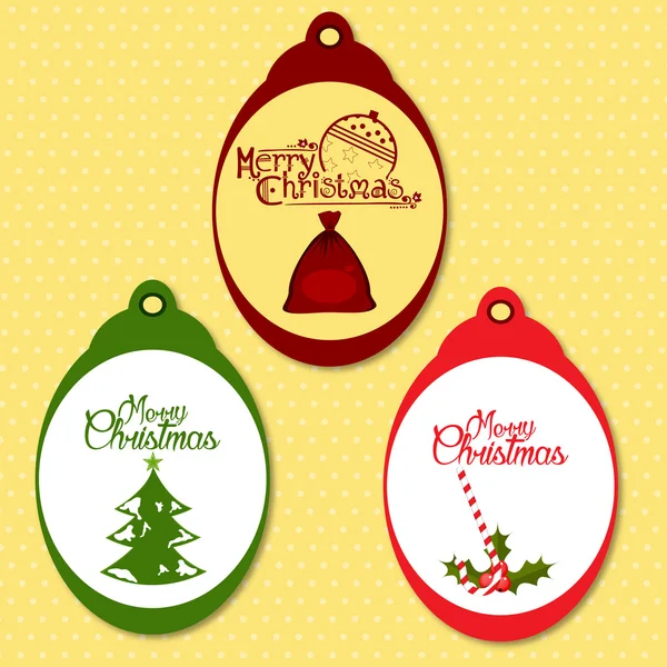 Набор из 3 рождественских ярлыков в 3 цветах — стоковый вектор