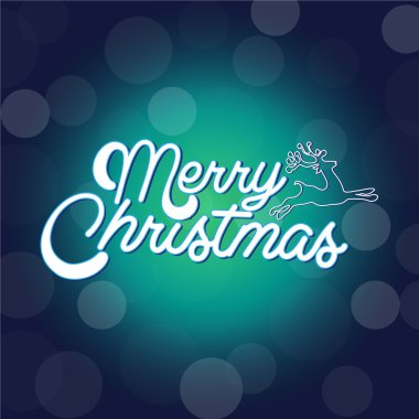 Neşeli Noel poster deniz mavisi tonda bokeh desenli