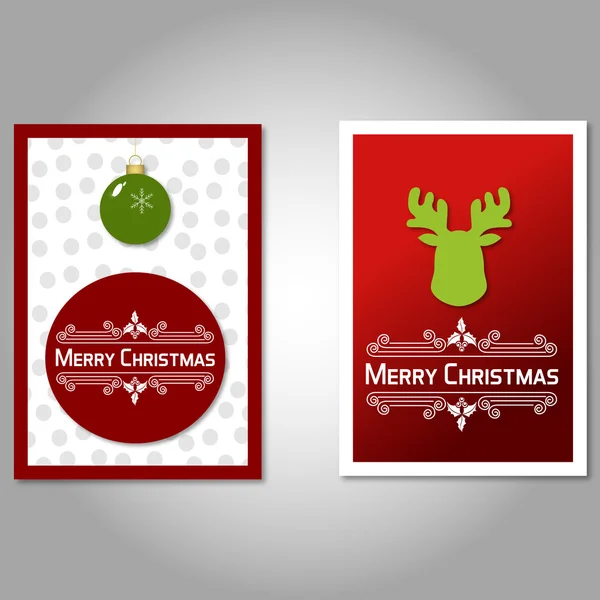 Conjunto de 2 Cartões de Feliz Natal — Vetor de Stock