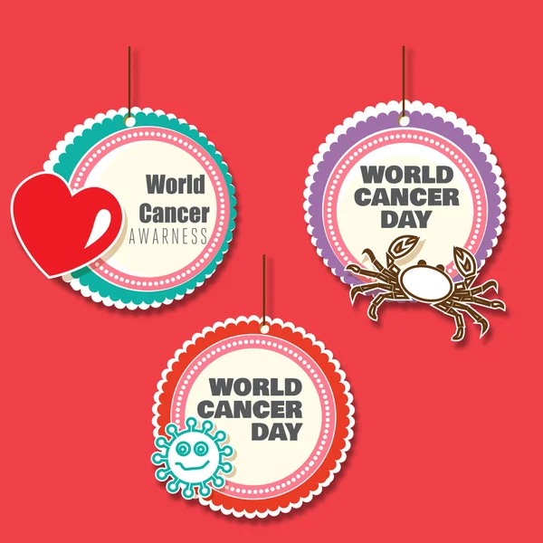 Set of 3 cancer awareness danglers with cutouts Stock Illustration