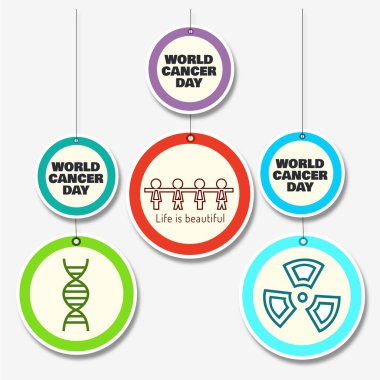Set of 3 cancer awareness double level danglers with shapes and message clipart