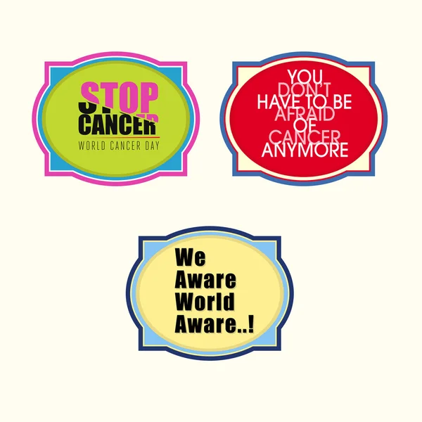 3 Kanseri Bilinçlendirme çıkartmaları ile mesaj kümesi — Stok Vektör