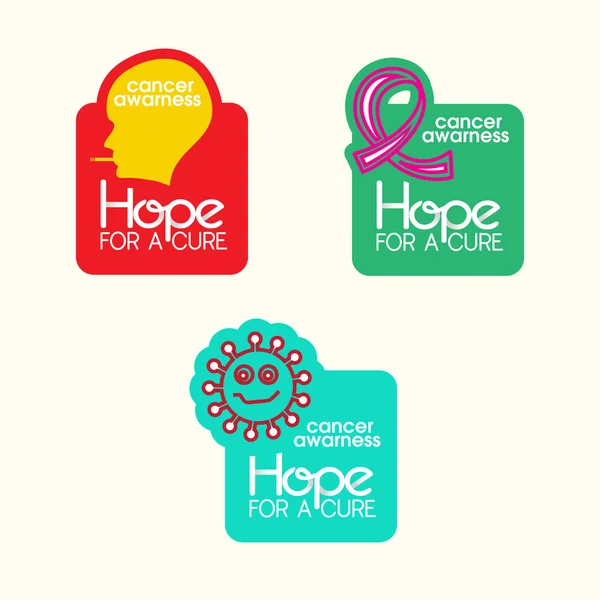 Cancer Awareness stickers with shapes and message Vector Graphics