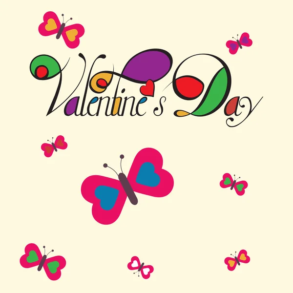 Mensaje de San Valentín con mariposas coloridas — Archivo Imágenes Vectoriales