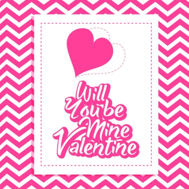 Colorful Valentine message with zig zag background pattern in Pink clipart