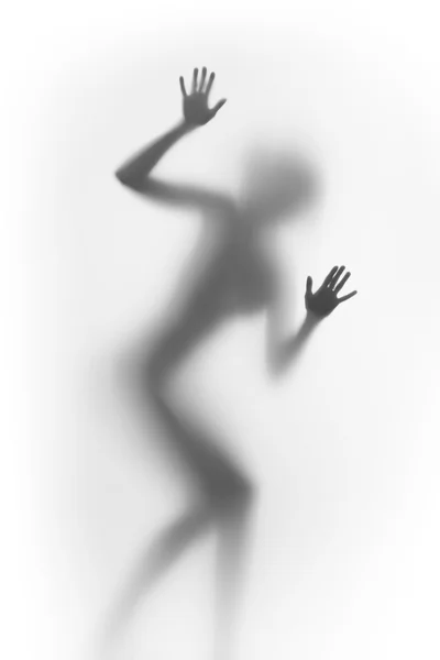 Silhouette d'une femme, mains, doigts et corps diffus . — Photo