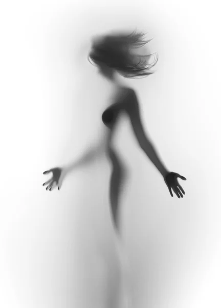 Silhouette of a beautiful, sexy, slim woman with hands. — Stock Photo, Image