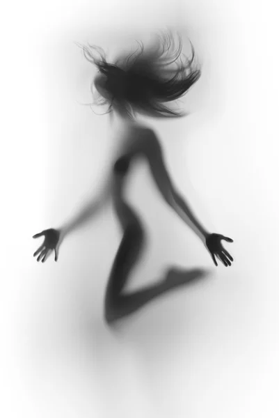 Beautiful and sexy woman body silhouette, flying hair — Stock Photo, Image