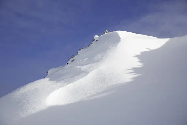 Paisaje invernal, cielo azul, colina nevada — Foto de Stock