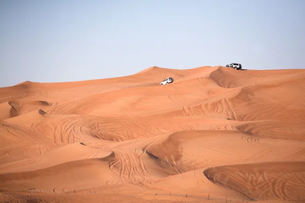 Έρημος αμμόλοφους, ένα οχήματα παντός εδάφους — Φωτογραφία Αρχείου