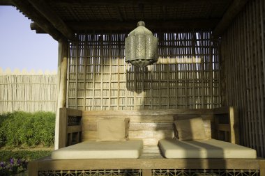 Gevşeme pavilion açık tek yatak