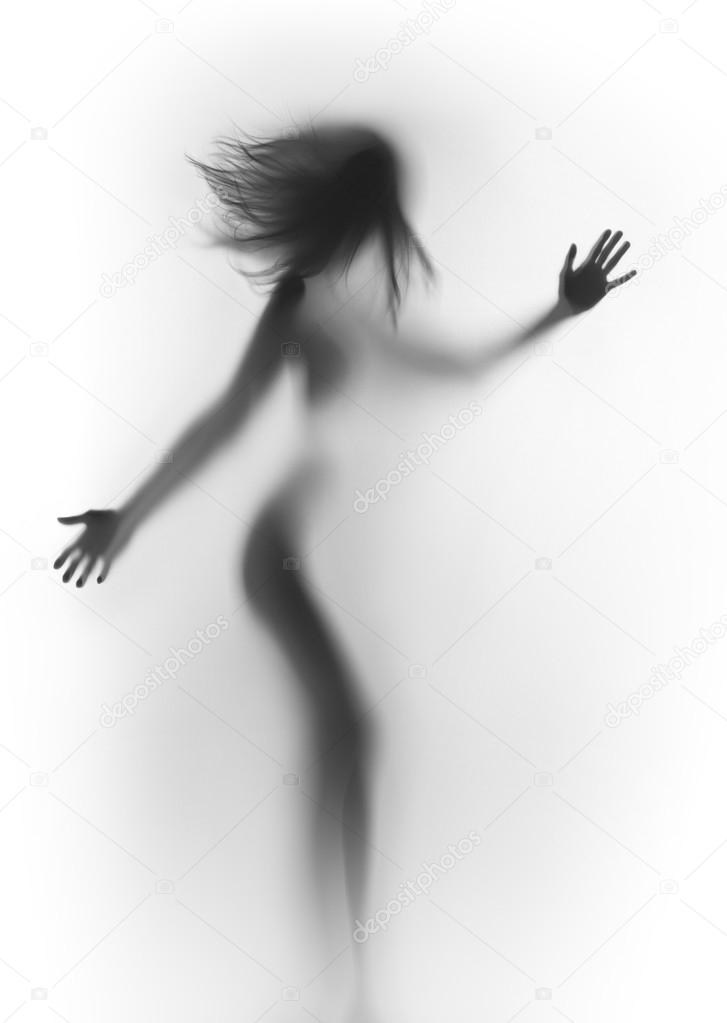 Beautiful female body silhouette, hands and hair