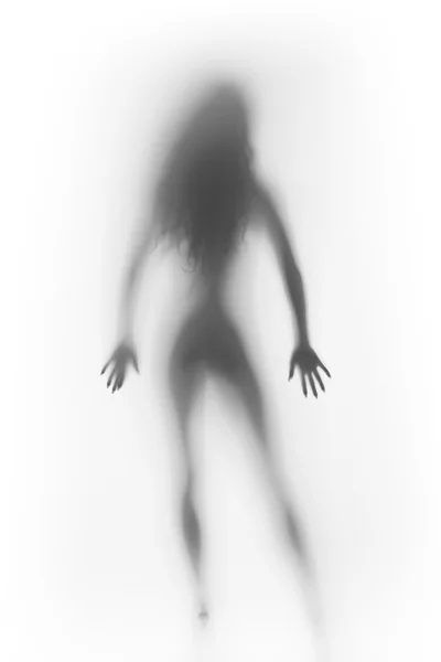 Sexy woman diffuse silhouette from behind, and hands — Stock Photo, Image