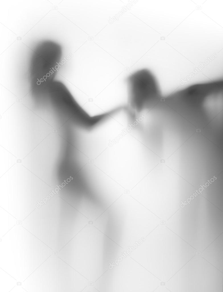 Hand kiss, lover couple silhouette