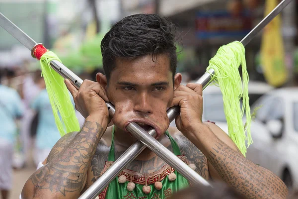 Festival vegetariano cinese a Phuket Town. Tailandia — Foto Stock