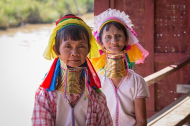 Portrait padaung tribe long-necked tribe women. Inle lake, Myanmar, Burma clipart