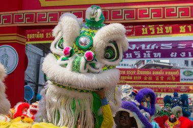 Dragon dance during the celebration Chinese New Year in Bangkok. Thailand