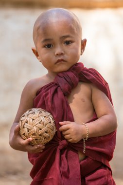 Myanmar, Burma portre küçük çocuk keşiş