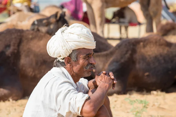 Homem índio retrato, Pushkar. Índia — Fotografia de Stock