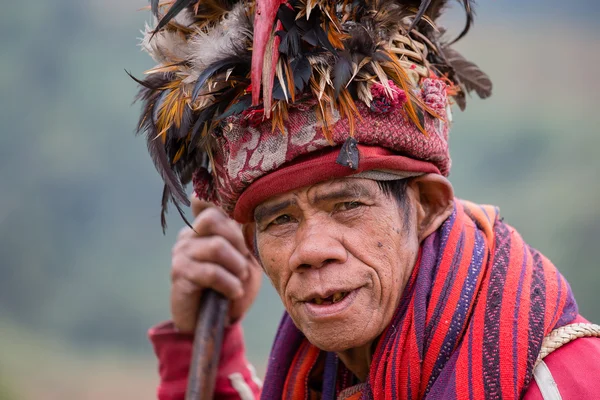Portrét starší tagalogština muž Ifugao horských kmenů v Banaue vesnici, severní Luzon, Filipíny — Stock fotografie