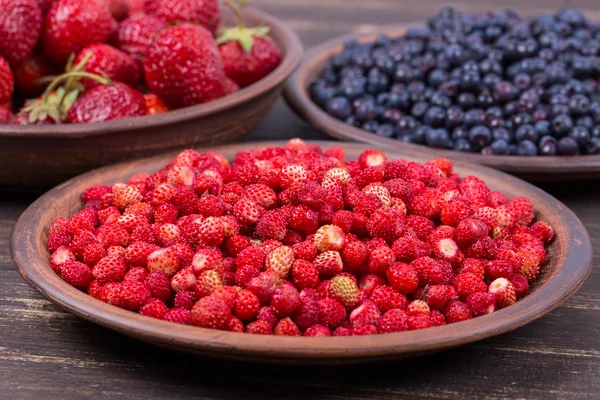 Fresh strawberries and blueberries , wild berry. — Stock Photo, Image