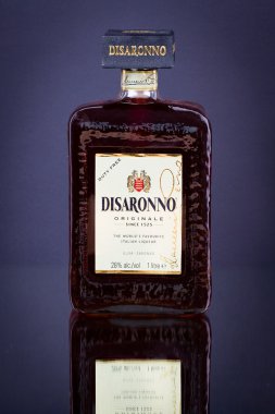 Bottle of Disaronno flavoured alcohol liqueur, close up clipart