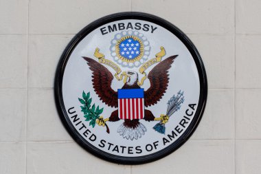 USA embassy sign in Bangkok. Thailand clipart