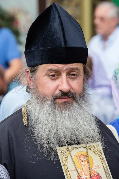 Feligreses Iglesia ortodoxa ucraniana Patriarcado de Moscú durante la procesión religiosa. Kiev, Ucrania —  Fotos de Stock