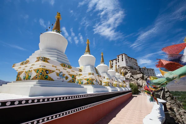 Buddhist white stupa in Thiksey Monastery in Leh , Ladakh, India. — Stock Photo, Image